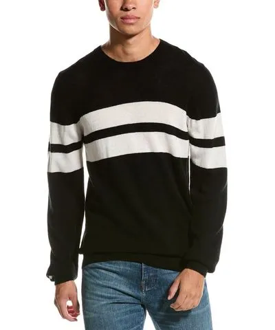 Brodie Cashmere Wool & Cashmere-Blend Dual Stripe Crewneck Sweater