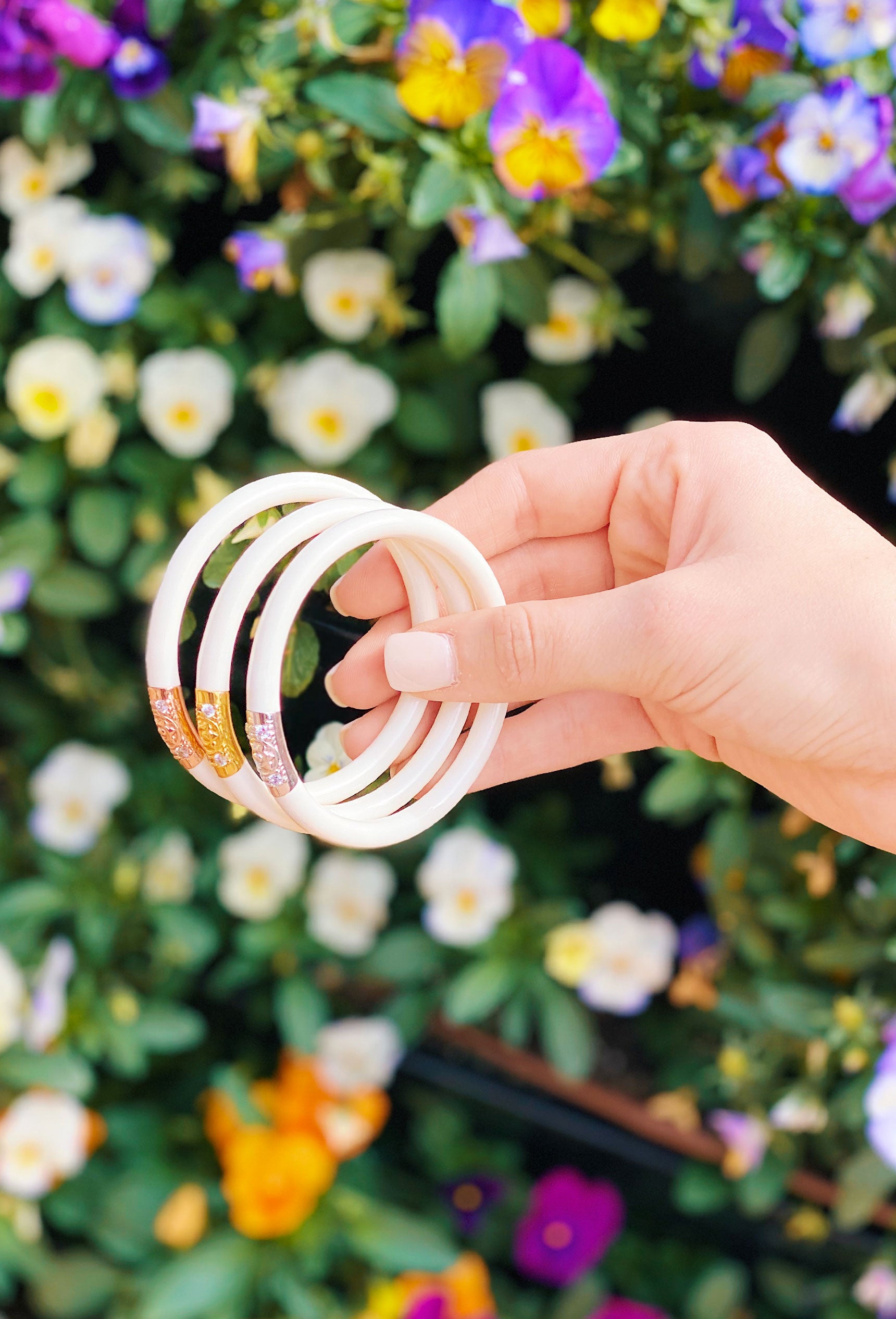 BUDHAGIRL Three Kings All Weather Bangles in Ivory