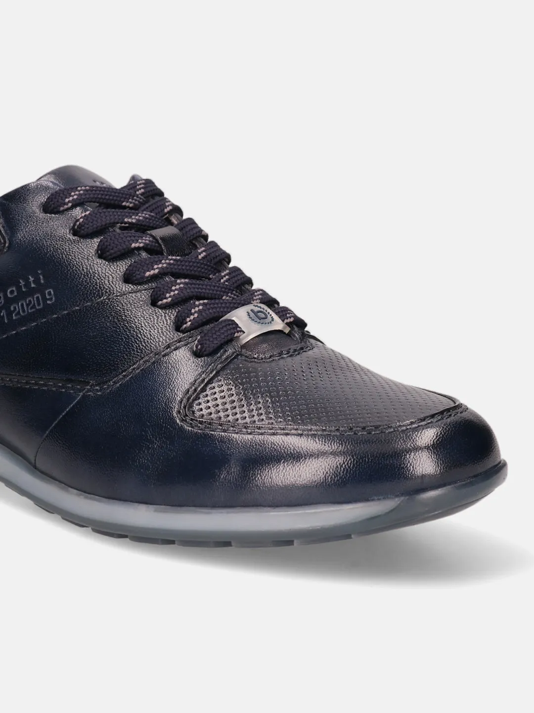 bugatti Dark Blue Premium Leather Sneakers