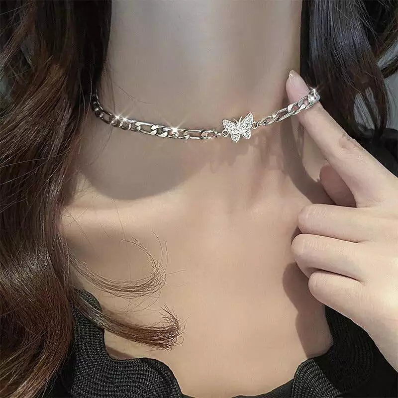 Butterfly Rhinestone Chain Choker