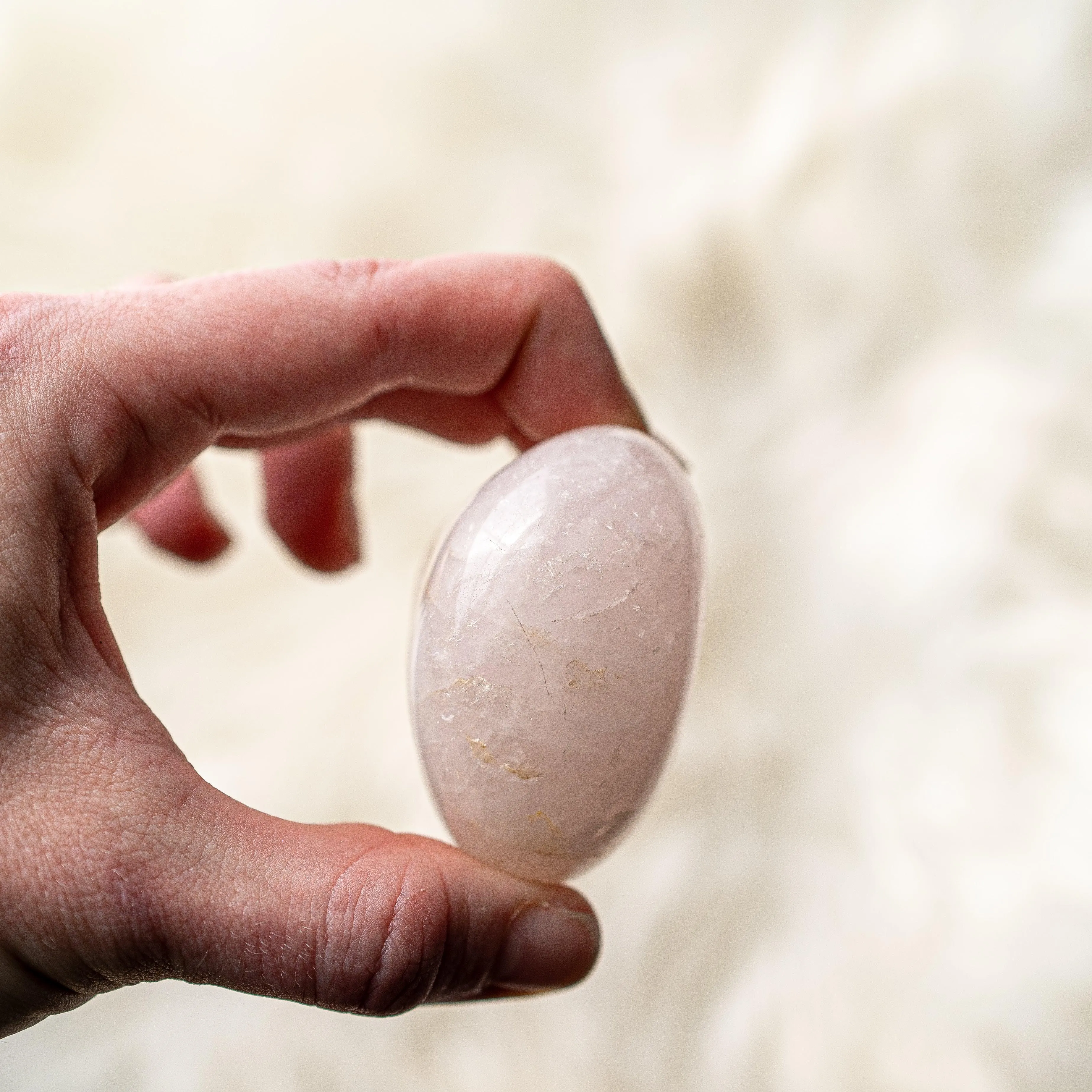 Calming Rose Quartz B Grade from Brazil~Large Hand Held Palm Stone