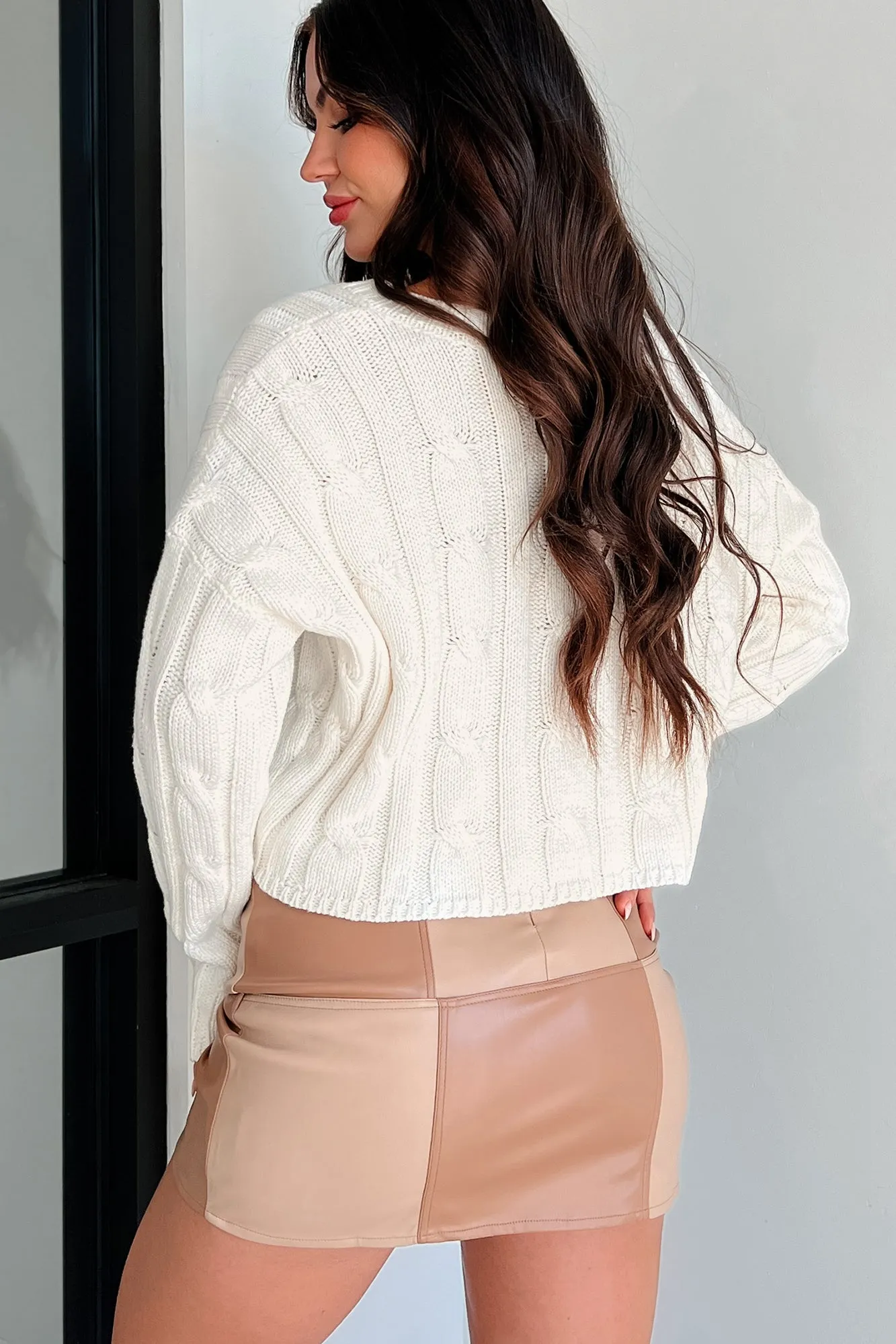 Cambridge Cutie Cable Knit Sweater (Cream)