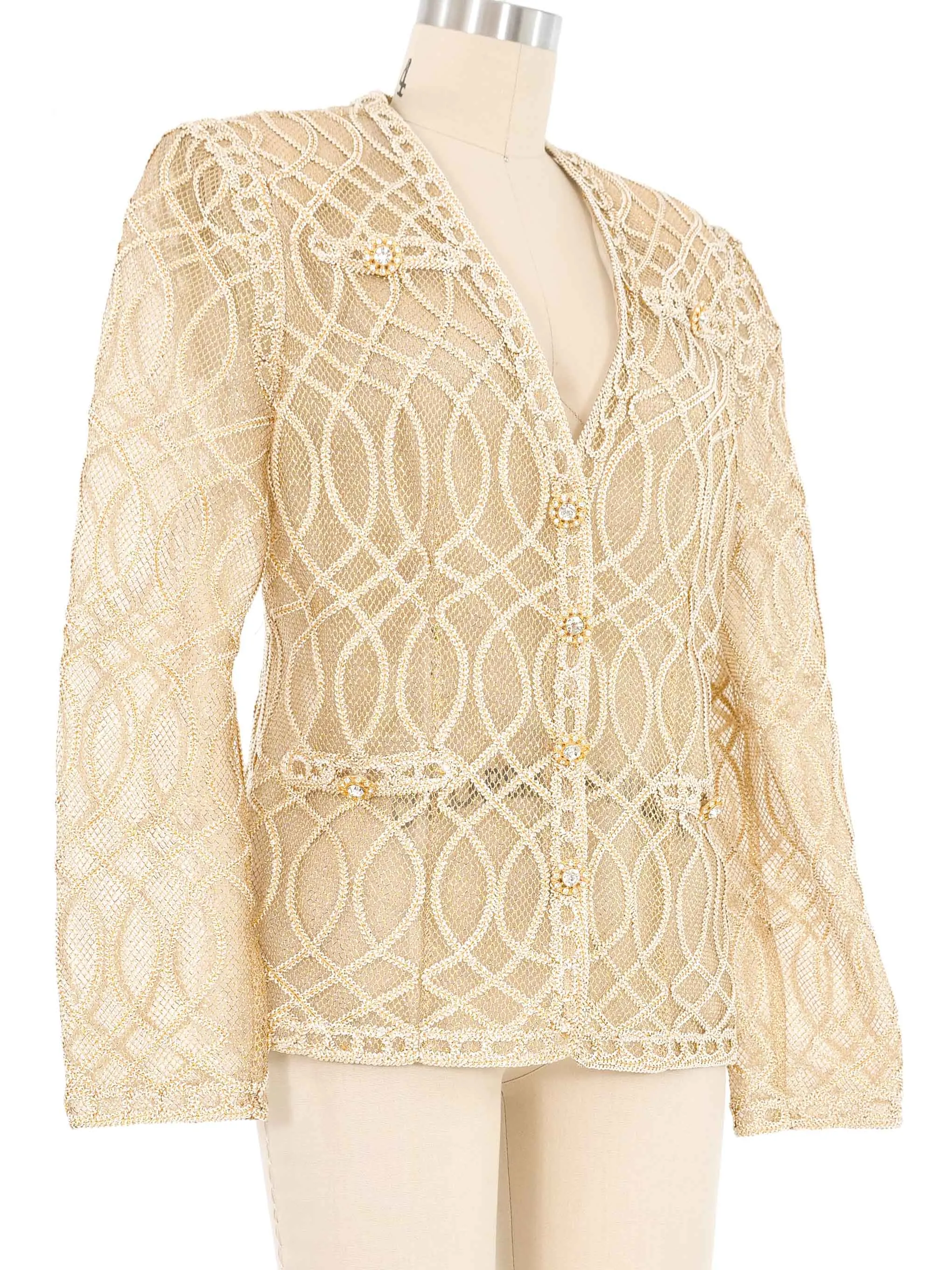 Champagne Embroidered Net Jacket