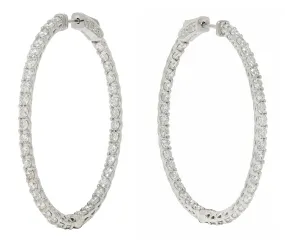 Contemporary 5.01 CTW Diamond 14 Karat White Gold Inside Outside Hoop Earring