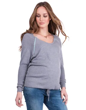 Cotton Mint Detail Maternity & Nursing Sweater