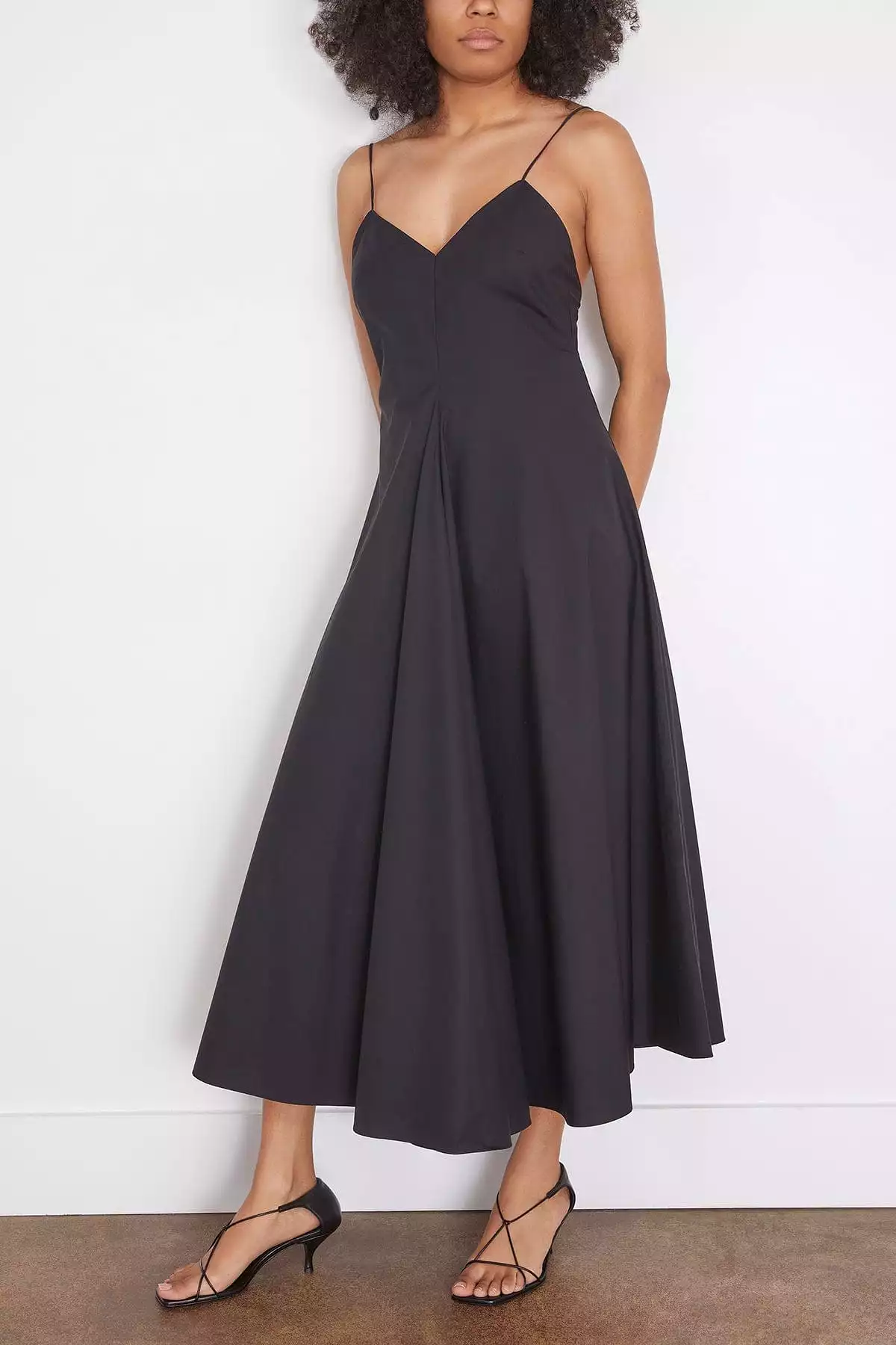 Cotton Strap Dress in Noir