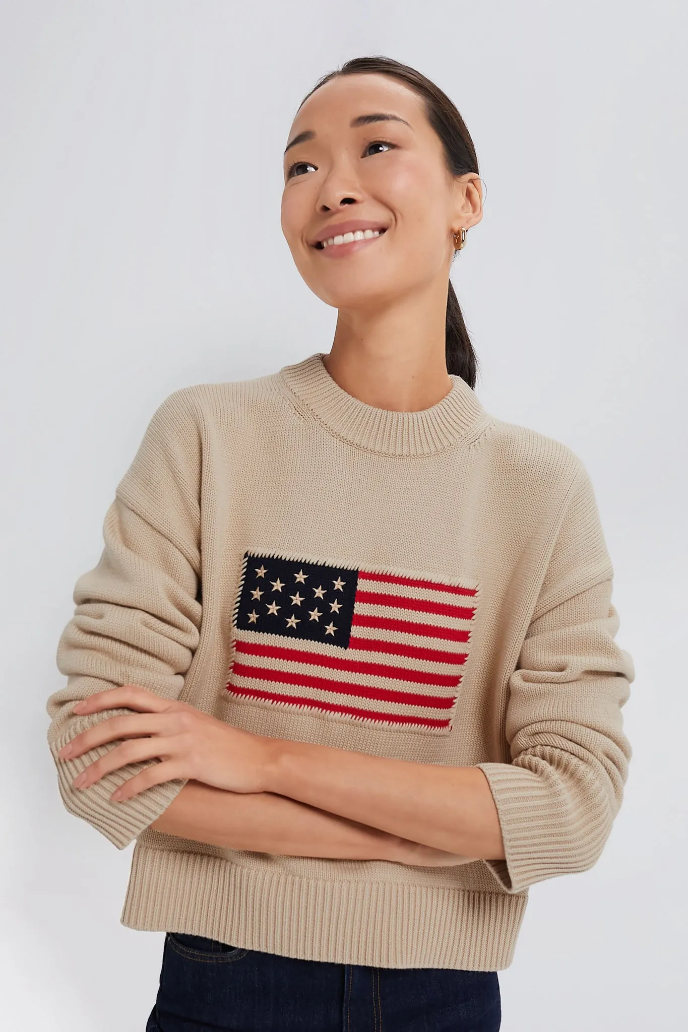 Cropped Beachwood Cotton Americana Sweater