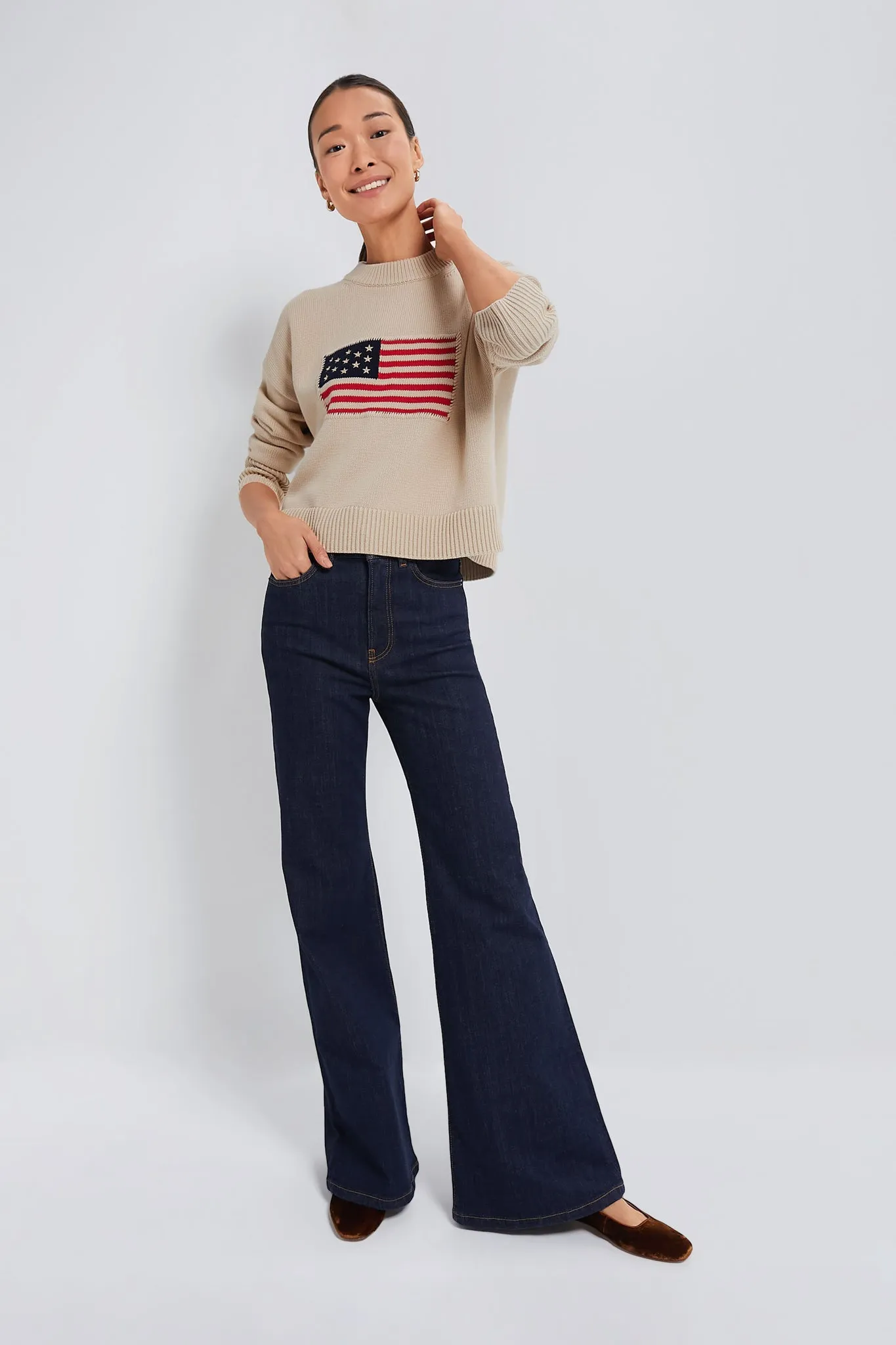 Cropped Beachwood Cotton Americana Sweater