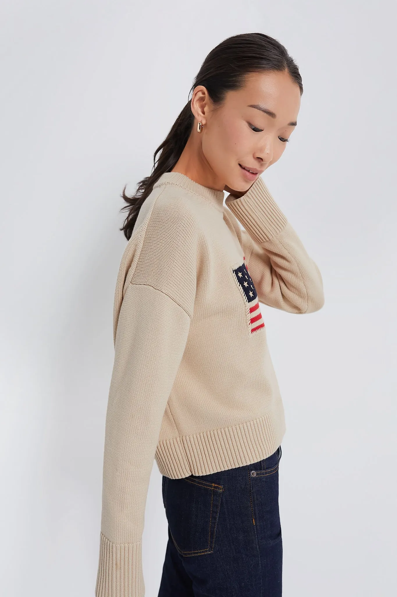 Cropped Beachwood Cotton Americana Sweater