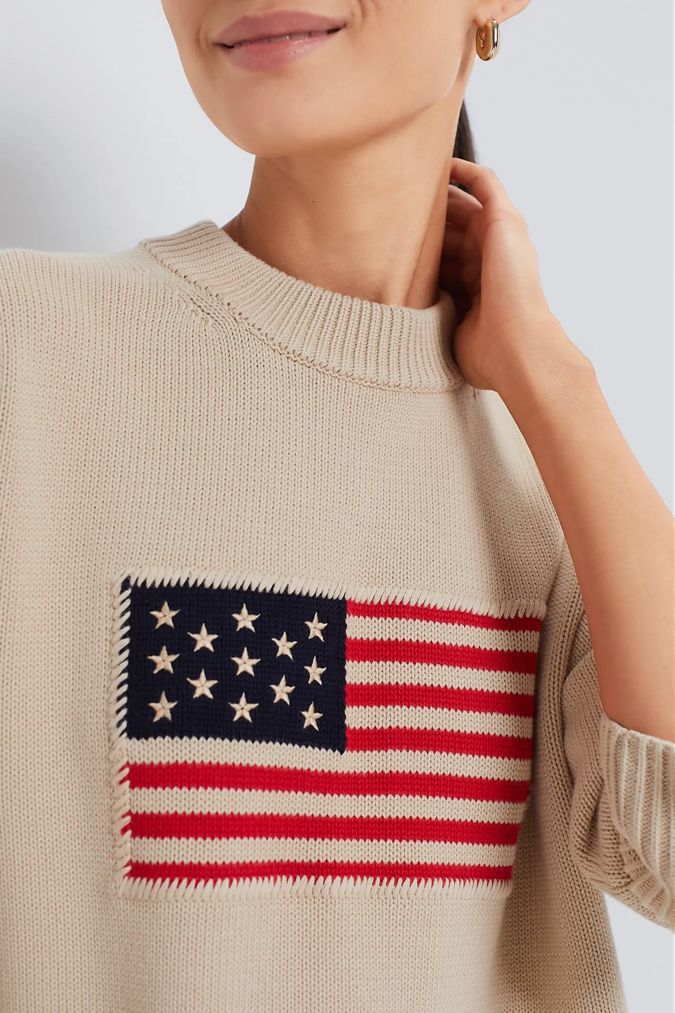 Cropped Beachwood Cotton Americana Sweater