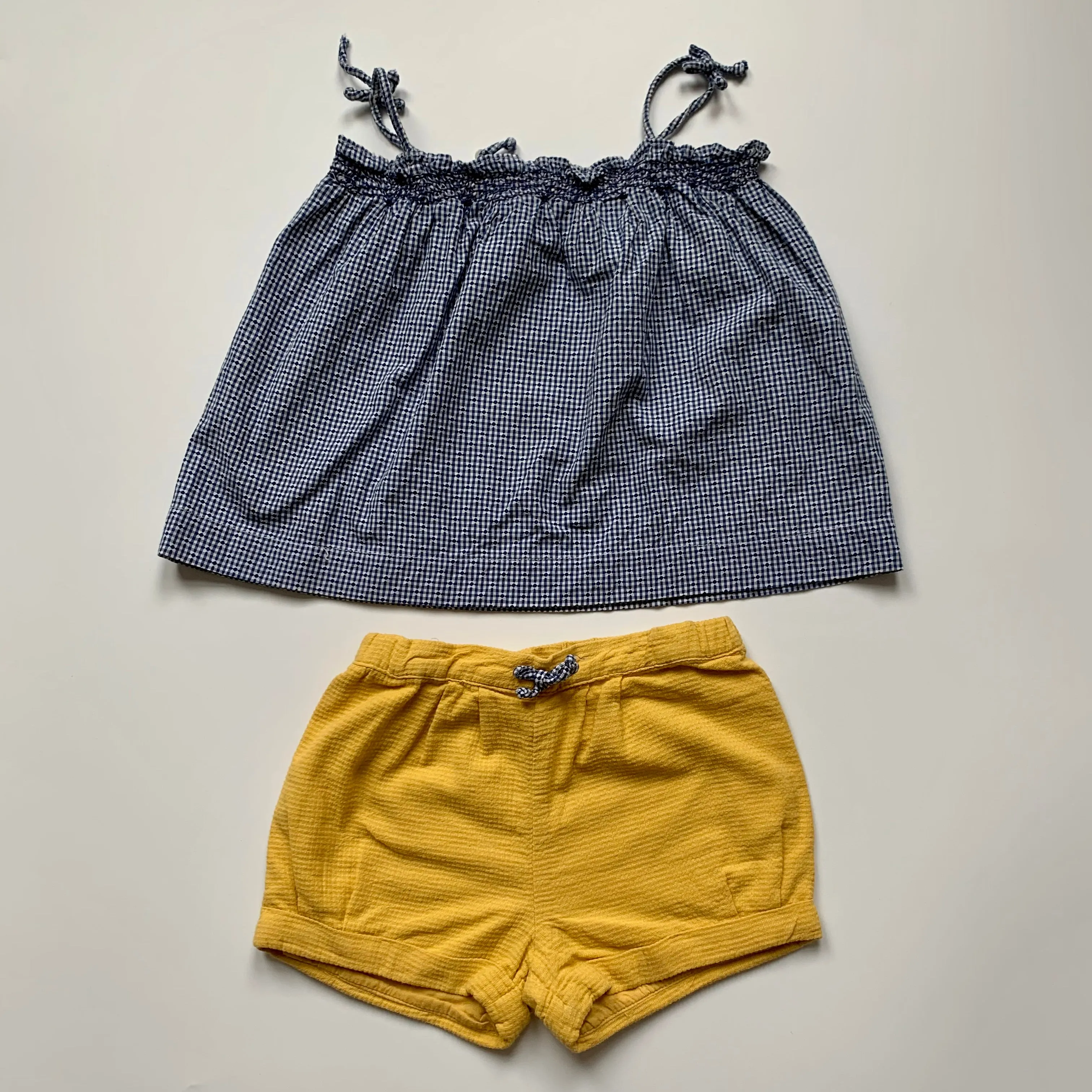 Cyrillus Blue Gingham And Yellow Set: 18 Months