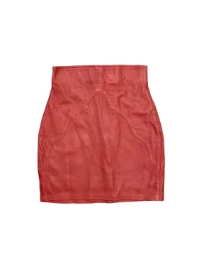 Dark red vintage leather pencil skirt – Small