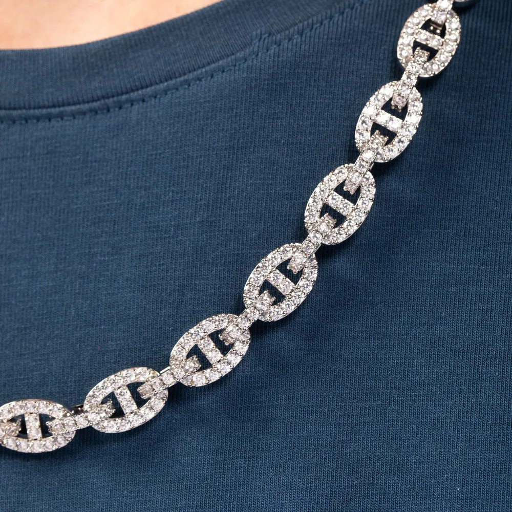 Diamond Mariner Micro Choker Chain White Gold 10mm