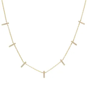 Diamond Stick Choker Necklace in 14k Gold