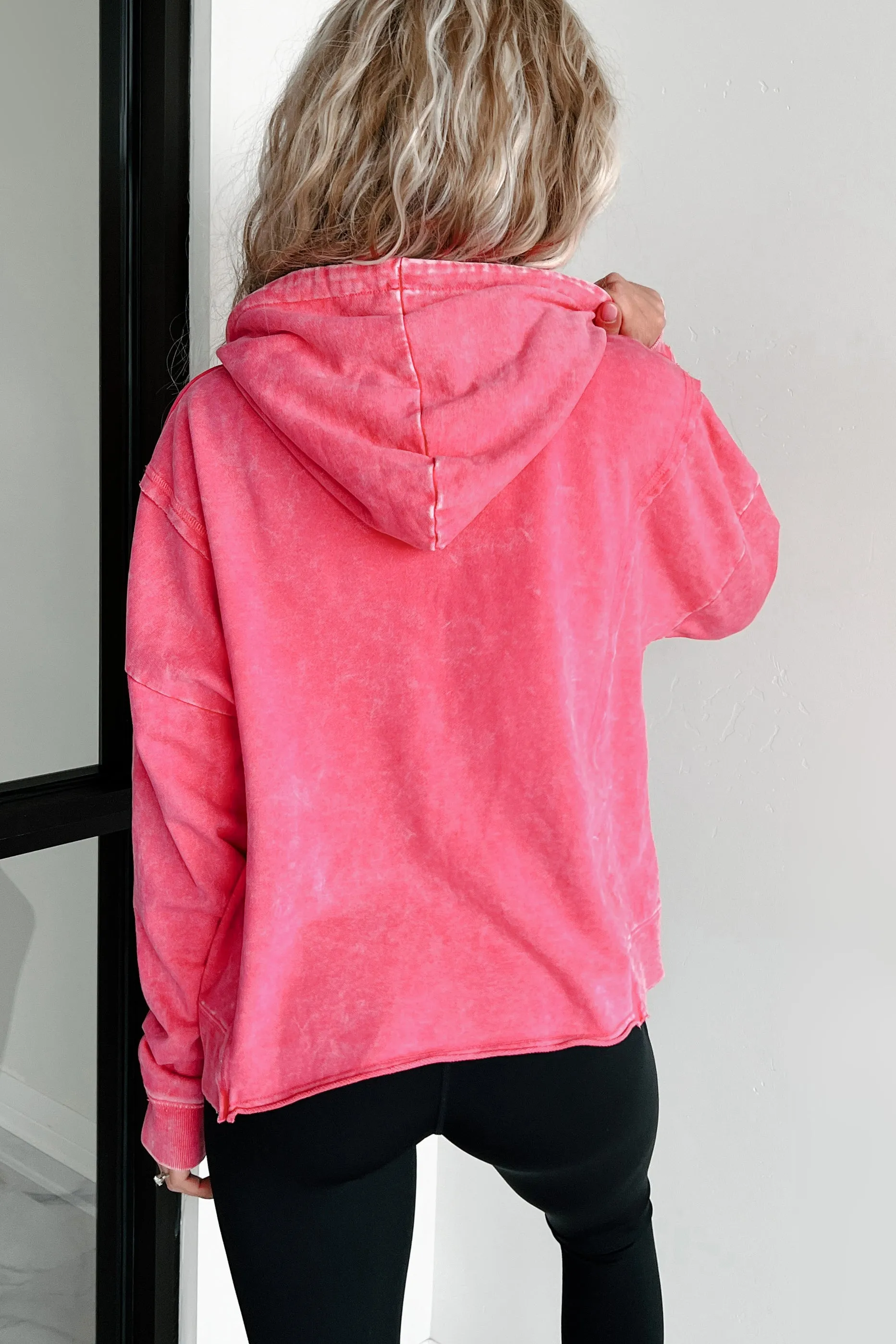 Dreams To Reality Mineral Wash Hoodie (Dark Pink)