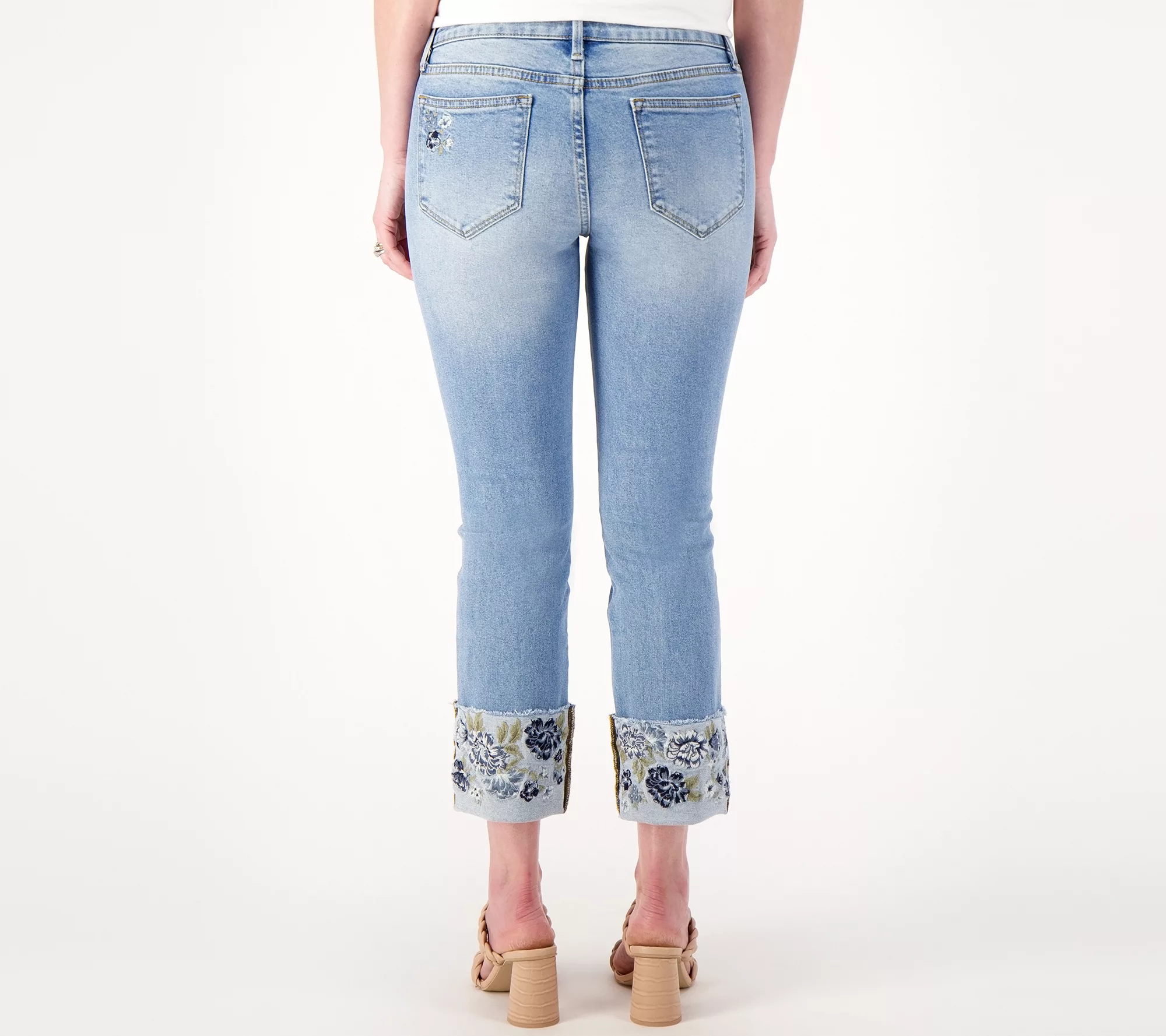 Driftwood Jeans Colette Embroidered Crop Jean- Bluebell