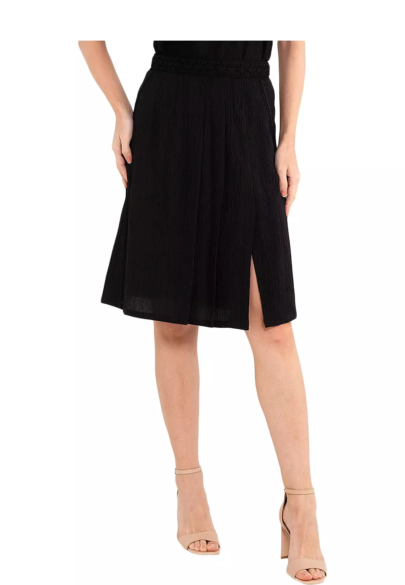 ELLE Apparel Side Slit Pleated Skirt