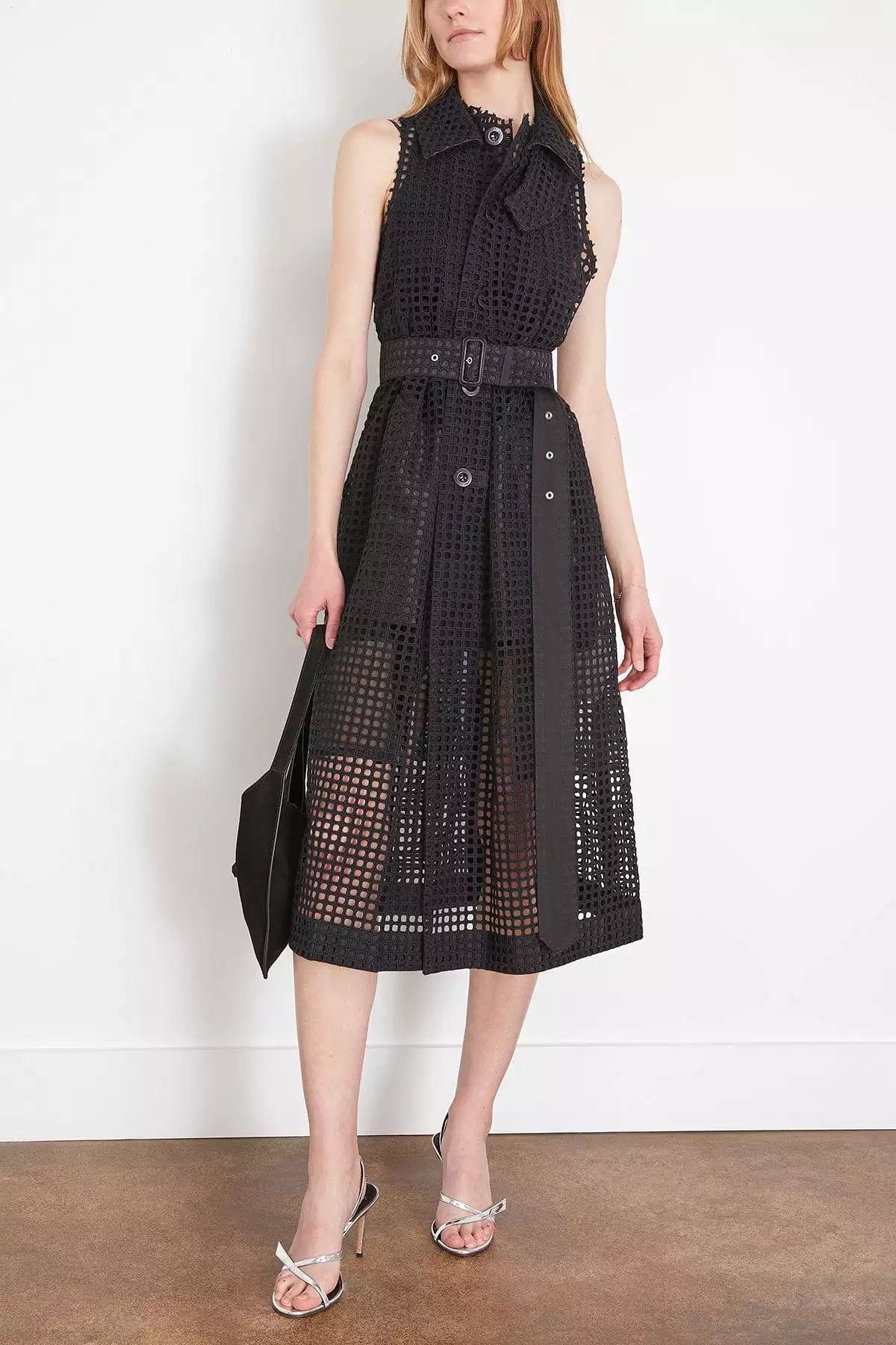 Embroidery Lace Coat Dress in Black