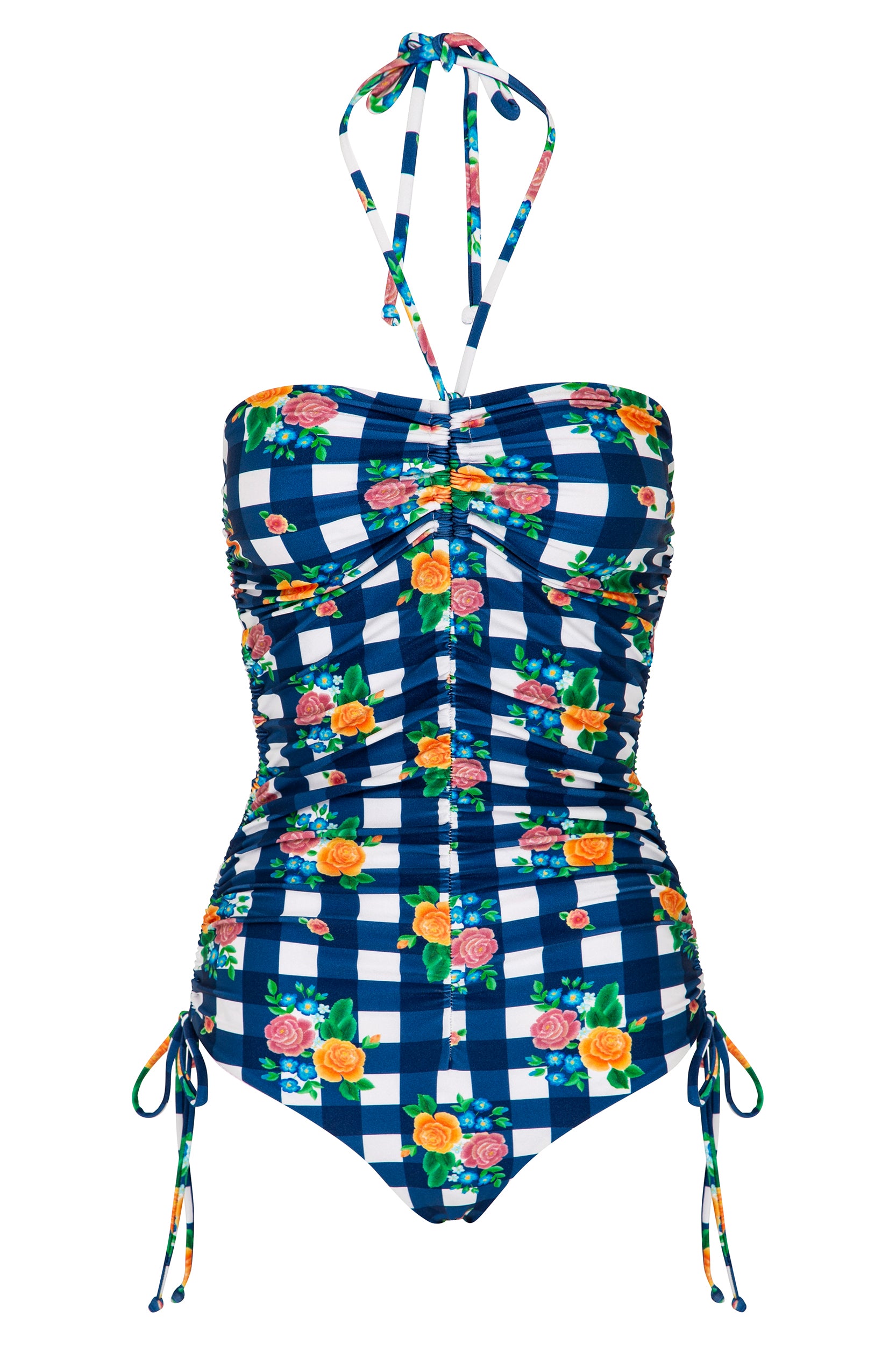 Folk Gingham Halter One Piece