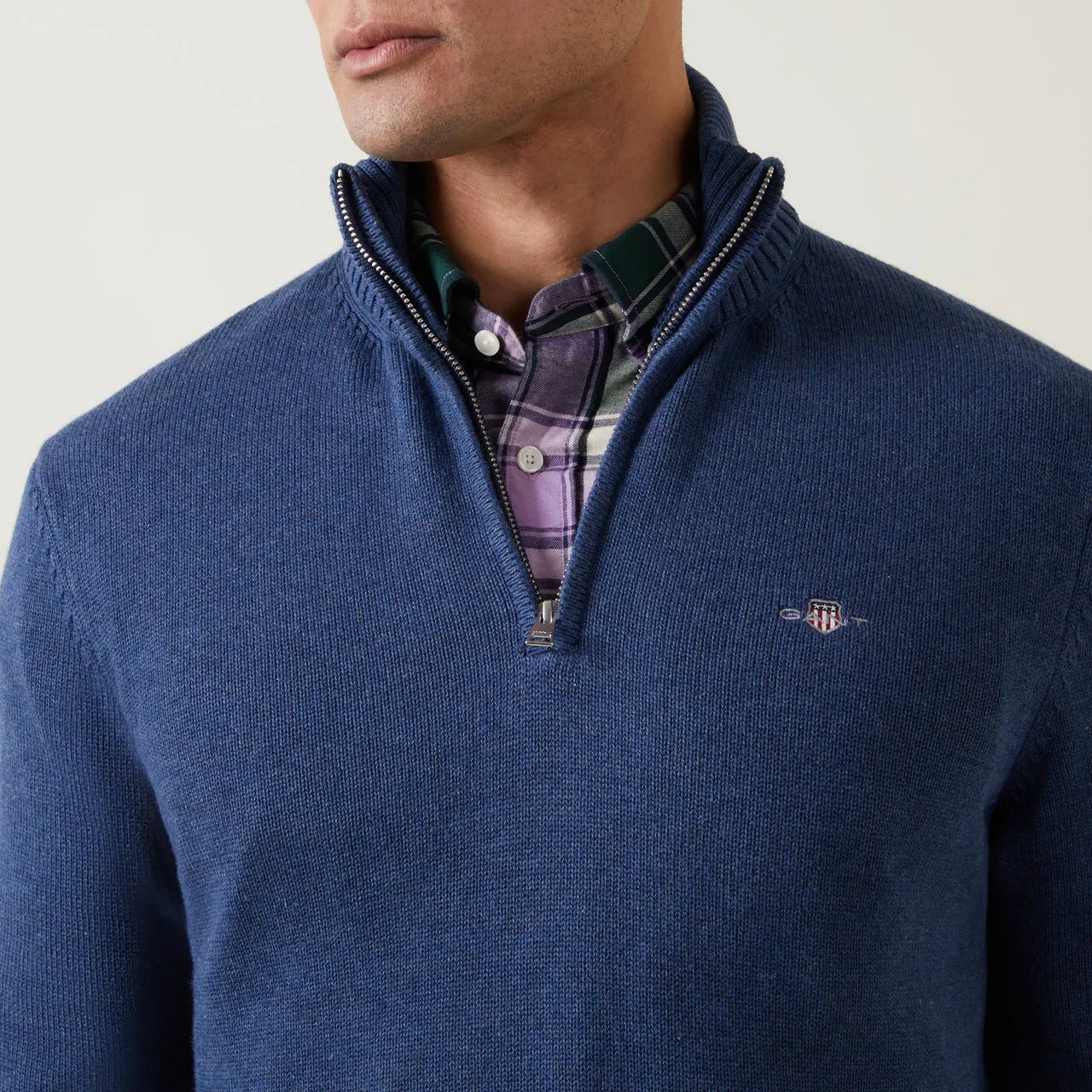 GANT The Sustainable Edit Half-Zip Logo Sweater - Dark Blue