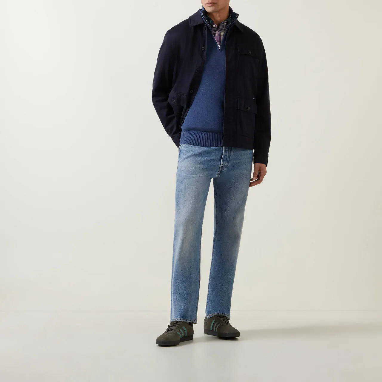 GANT The Sustainable Edit Half-Zip Logo Sweater - Dark Blue