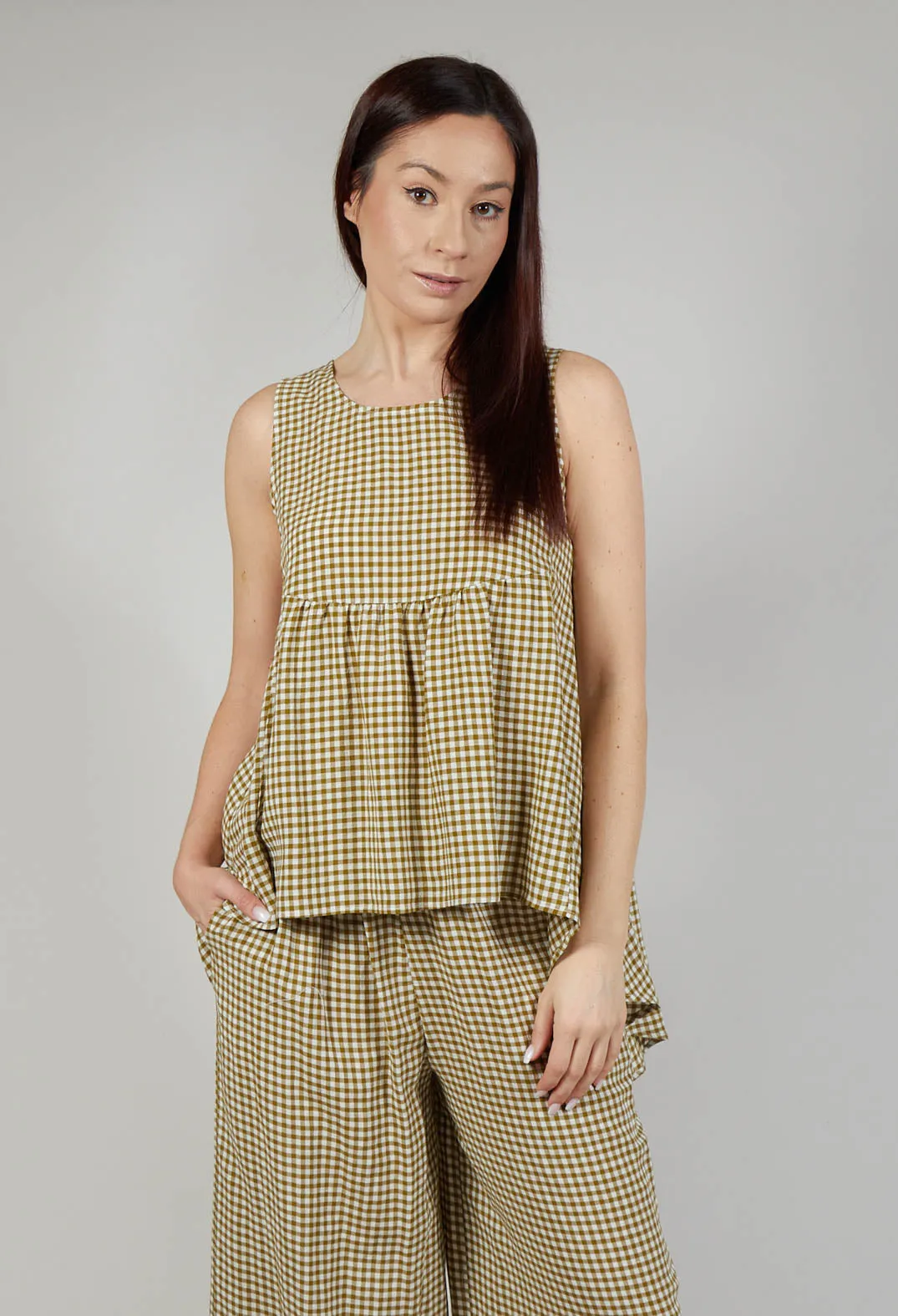 Gingham Babydoll Top in Foglia