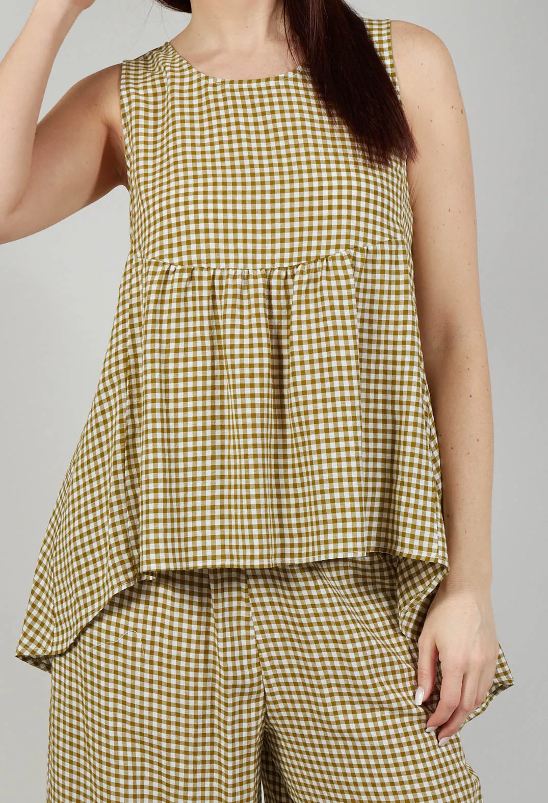 Gingham Babydoll Top in Foglia