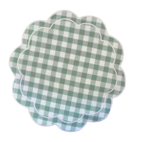 Gingham Scalloped Placemat Green (Set of two)