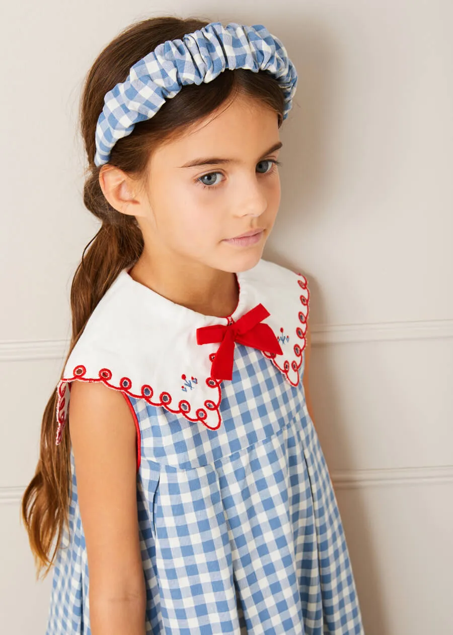 Gingham Scrunchie Hairband in Blue