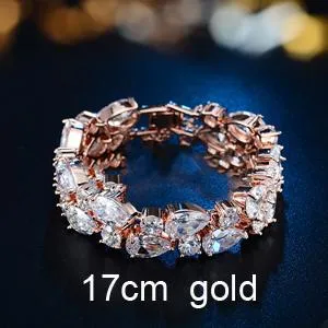 Gold Pleated Mona Lisa Women’s Cubic Zircon Bracelets and Bangles