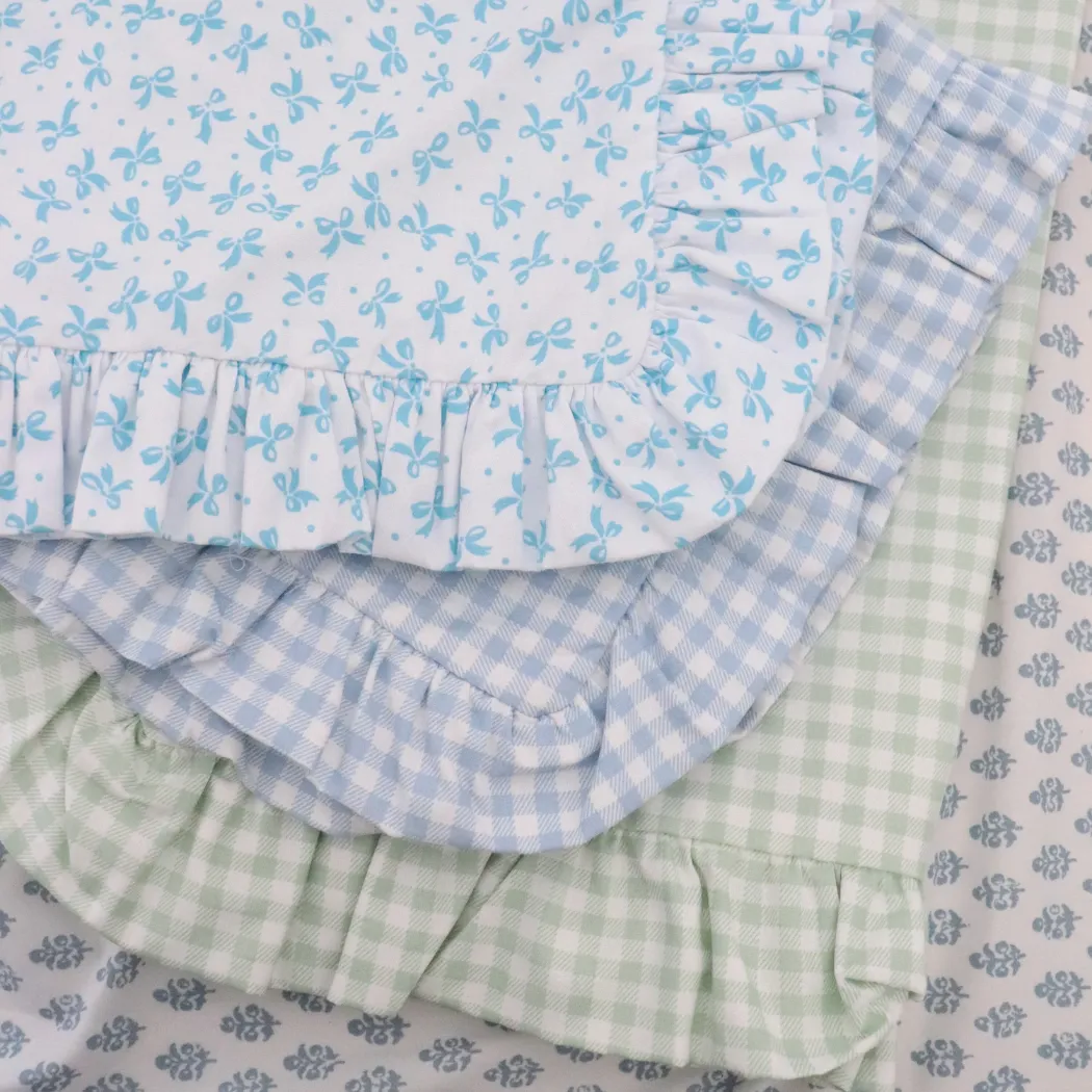 Green gingham frilly pillowcase