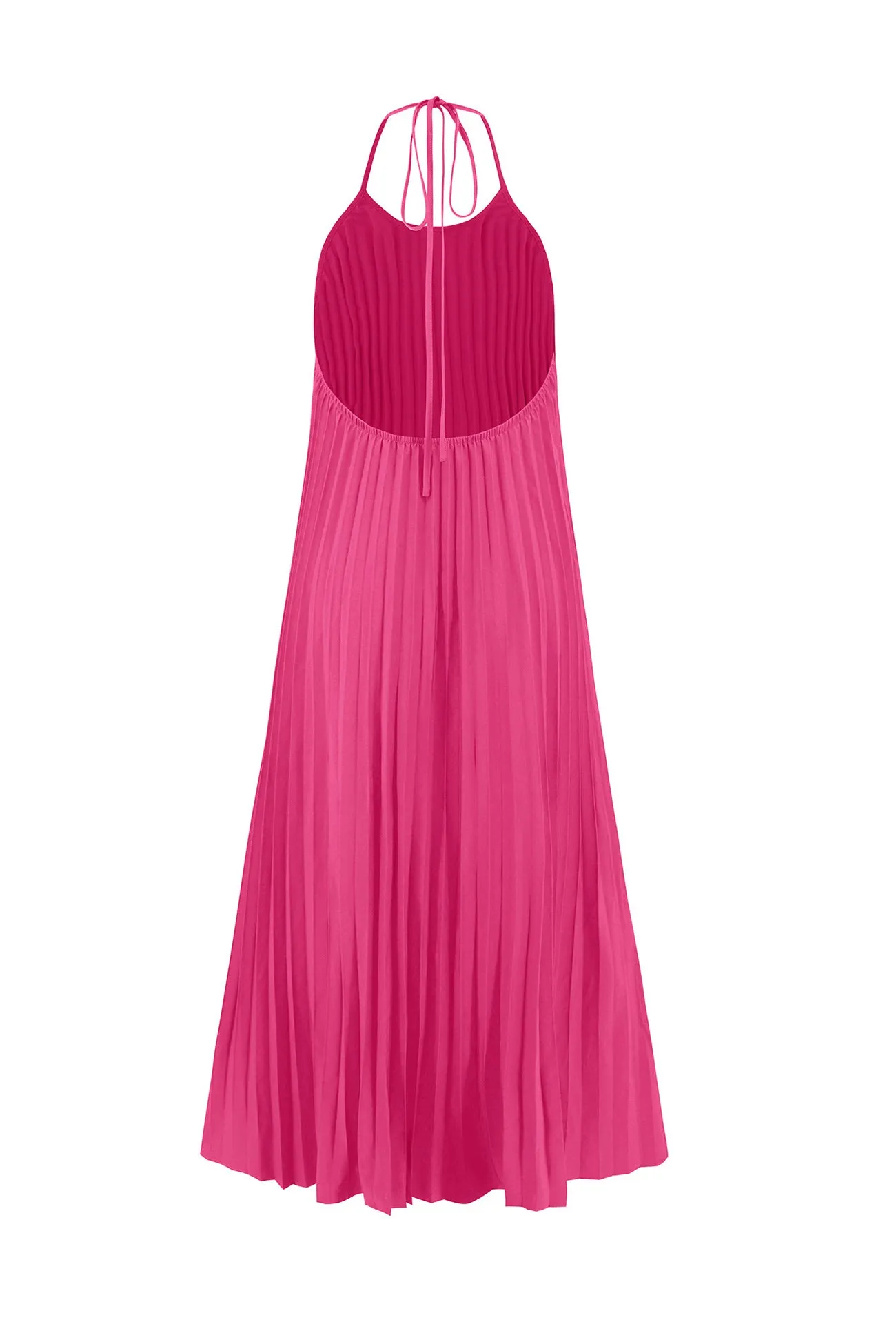 Halter Neck Pleated A-line Dress