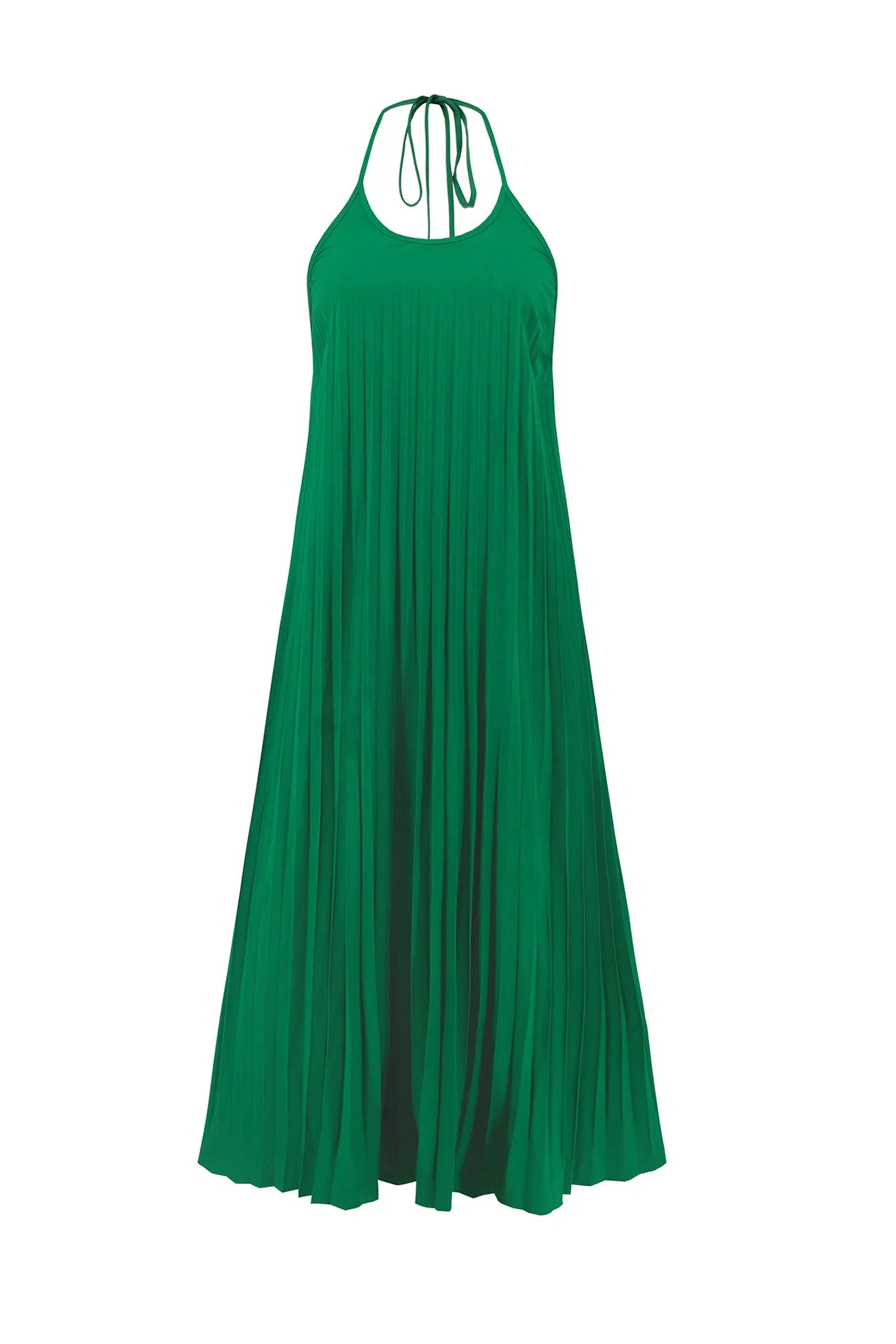 Halter Neck Pleated A-line Dress