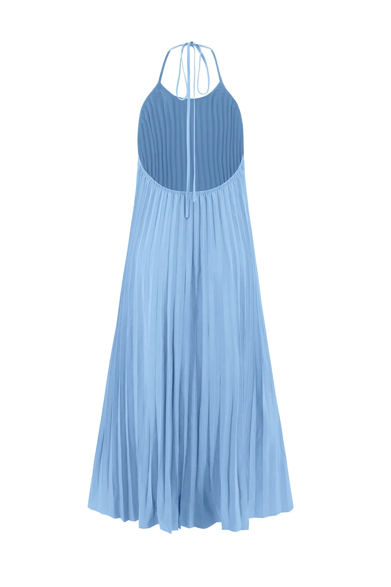 Halter Neck Pleated A-line Dress