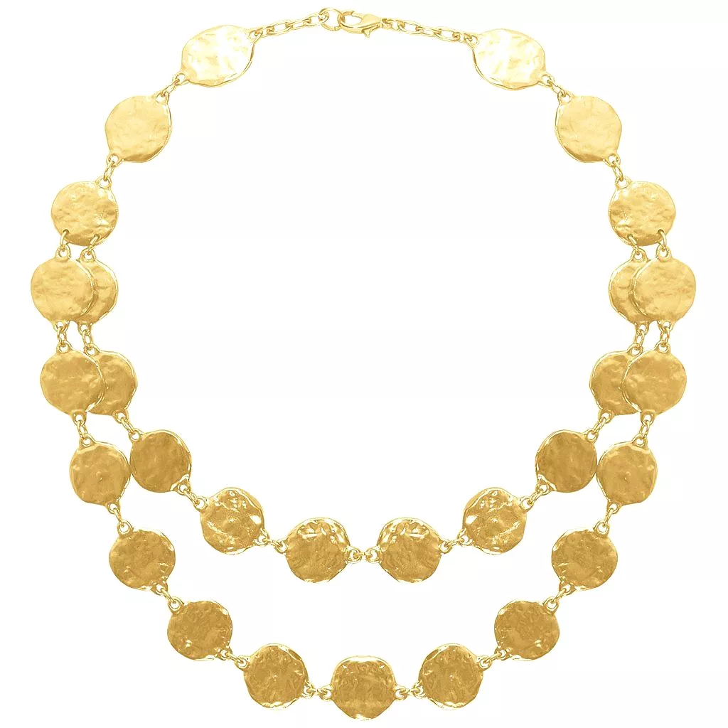 Hammered Coin Statement Necklace-Gold