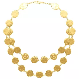 Hammered Coin Statement Necklace-Gold