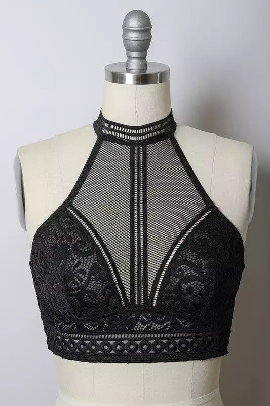 High Neck Mesh Choker Bralette