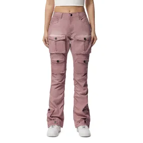 High Rise Bootcut Pigment Dyed Utility Twill Pants - Misty Pink