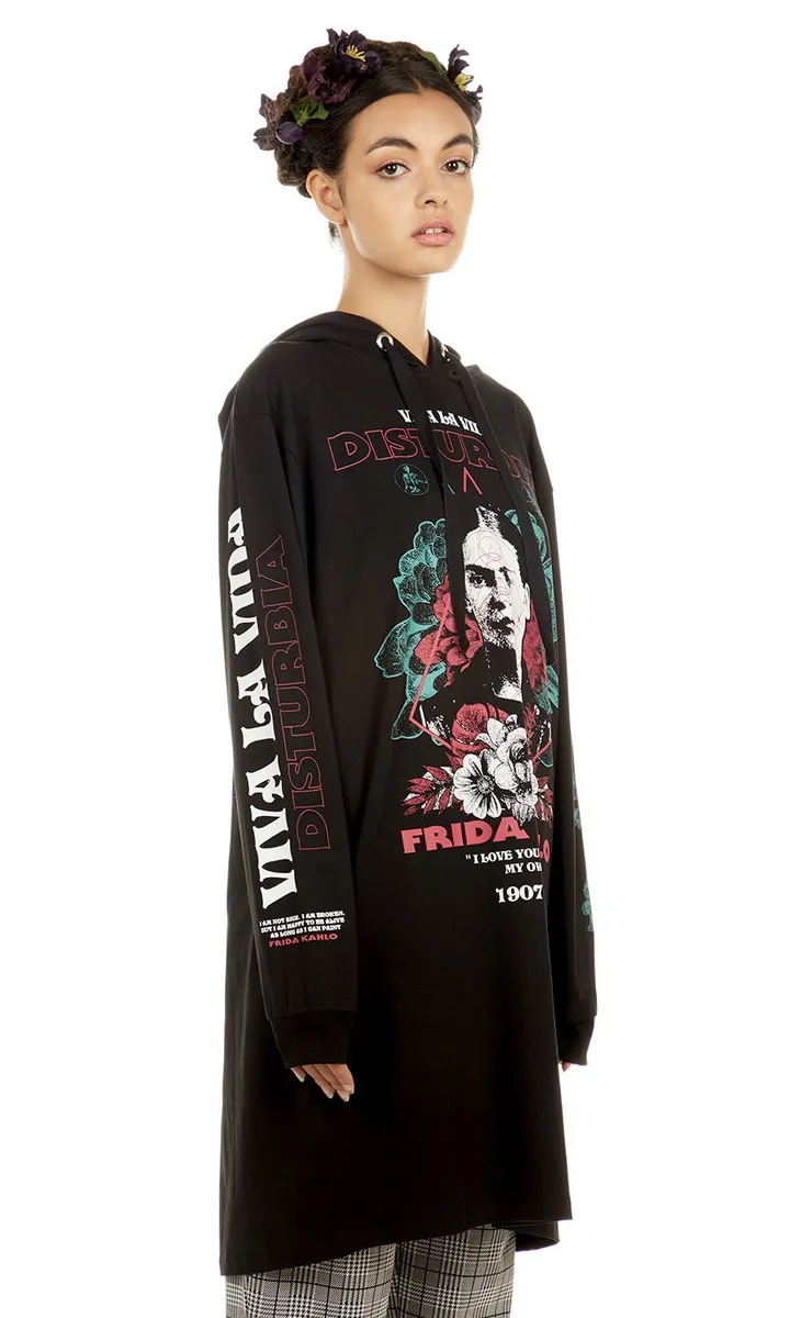 hoodie women's - Frida Longline - DISTURBIA - FKDM05  -  Metal-shop