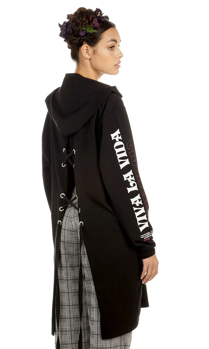 hoodie women's - Frida Longline - DISTURBIA - FKDM05  -  Metal-shop