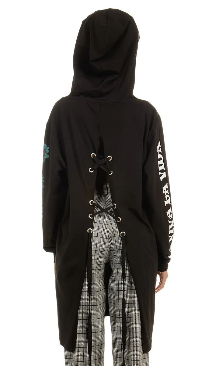 hoodie women's - Frida Longline - DISTURBIA - FKDM05  -  Metal-shop