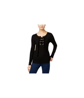 I-N-C Womens Lace-Up Pullover Sweater, TW7