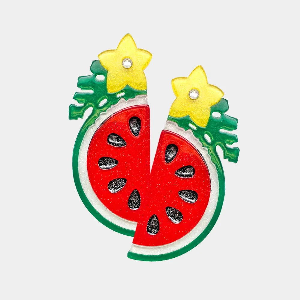 iLLASPARKZ Glittered Resin Watermelon Dangle Earrings