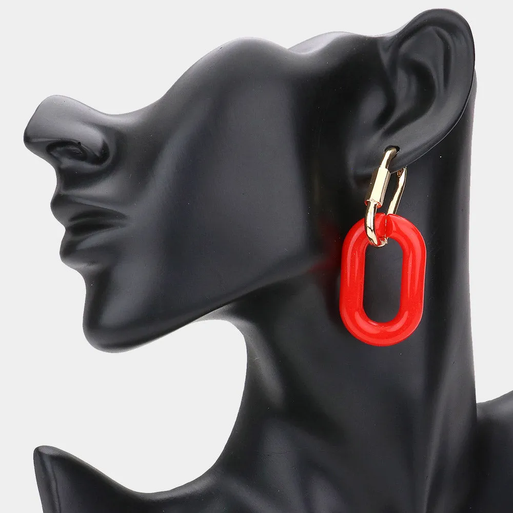 iLLASPARKZ Open Resin Oval Link Dangle Huggie Earrings