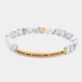 iLLASPARKZ Positive Mind - Positive Vibes - Positive Live Message Natural Stone Stretch Bracelet