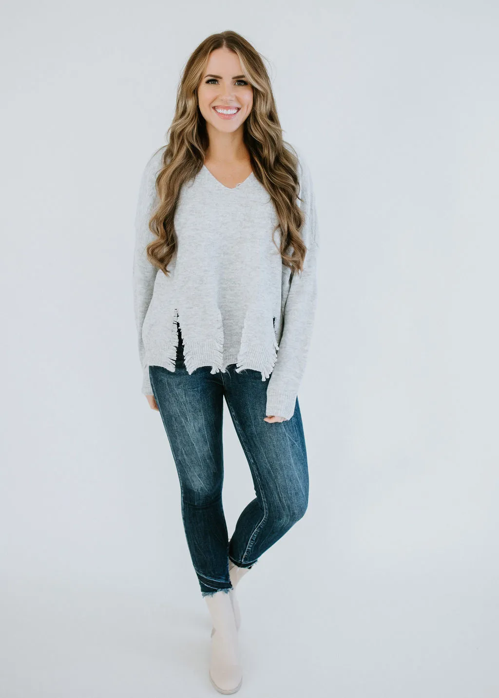 Izzy Distressed Hem Sweater FINAL SALE