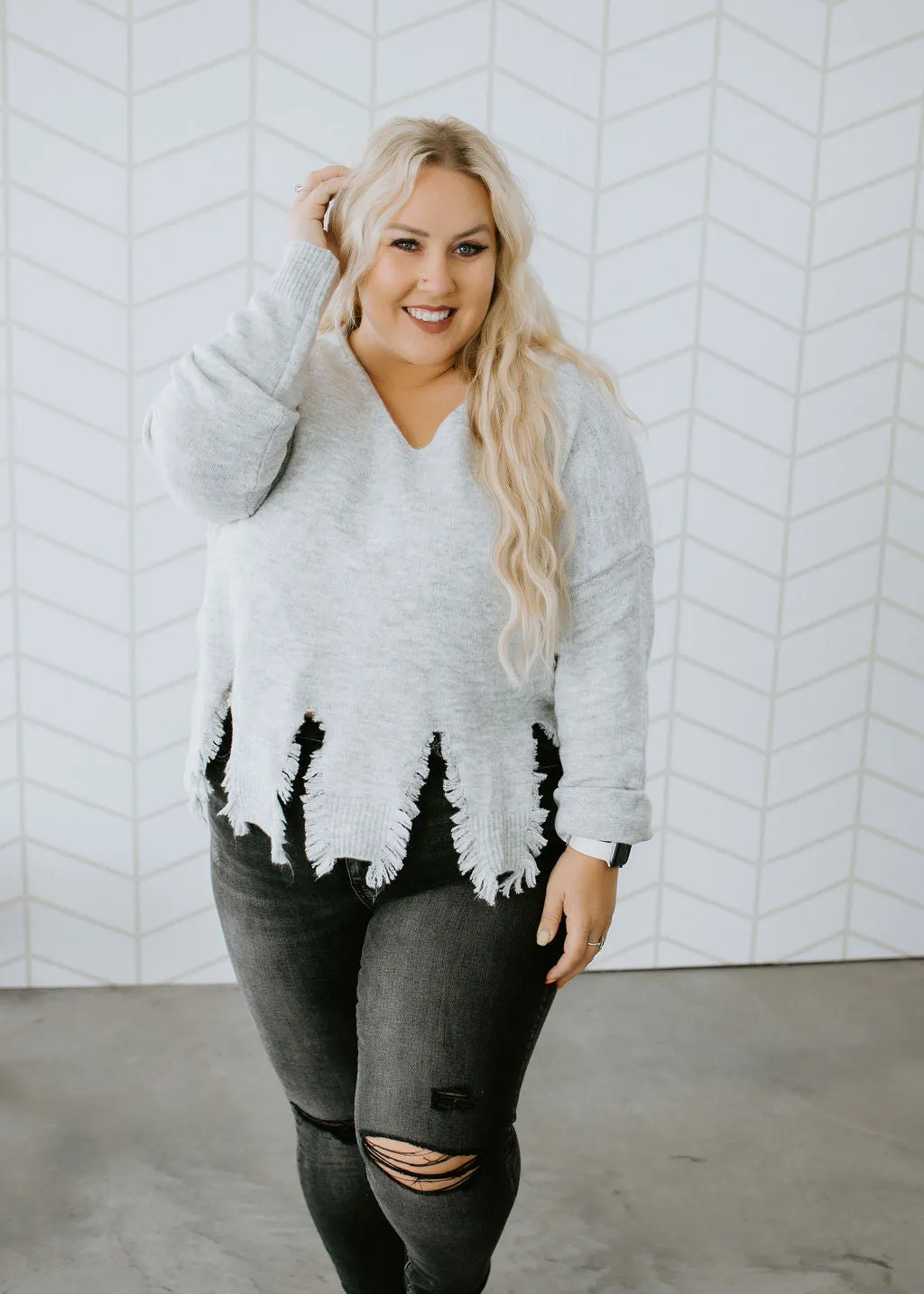 Izzy Distressed Hem Sweater FINAL SALE