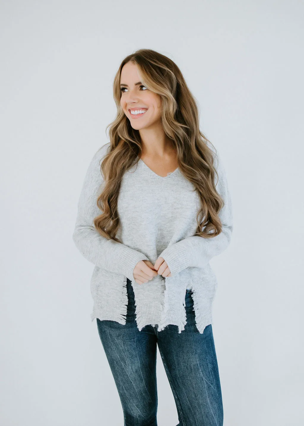 Izzy Distressed Hem Sweater FINAL SALE