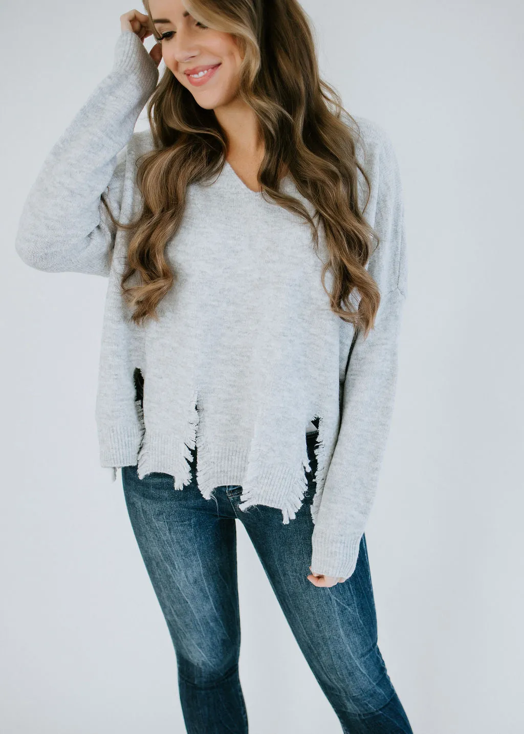 Izzy Distressed Hem Sweater FINAL SALE