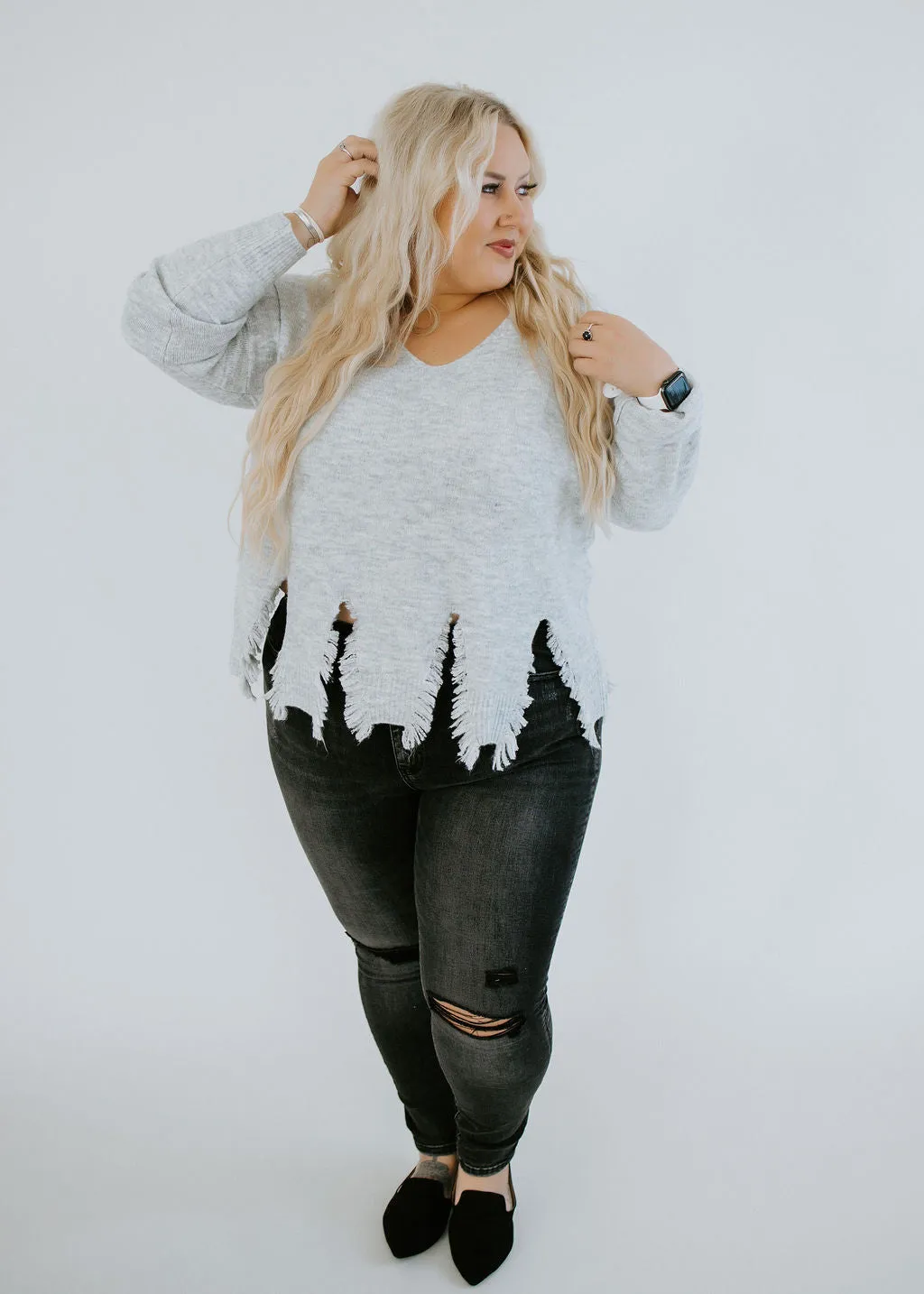 Izzy Distressed Hem Sweater FINAL SALE